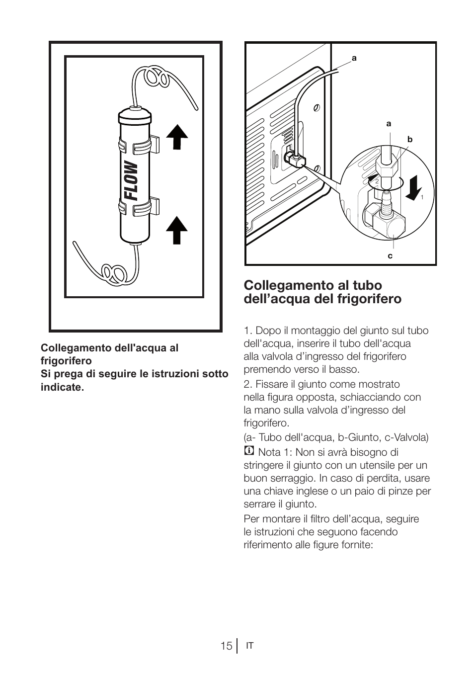 Collegamento al tubo dell’acqua del frigorifero | Blomberg KWD 9440 X A+ User Manual | Page 124 / 601
