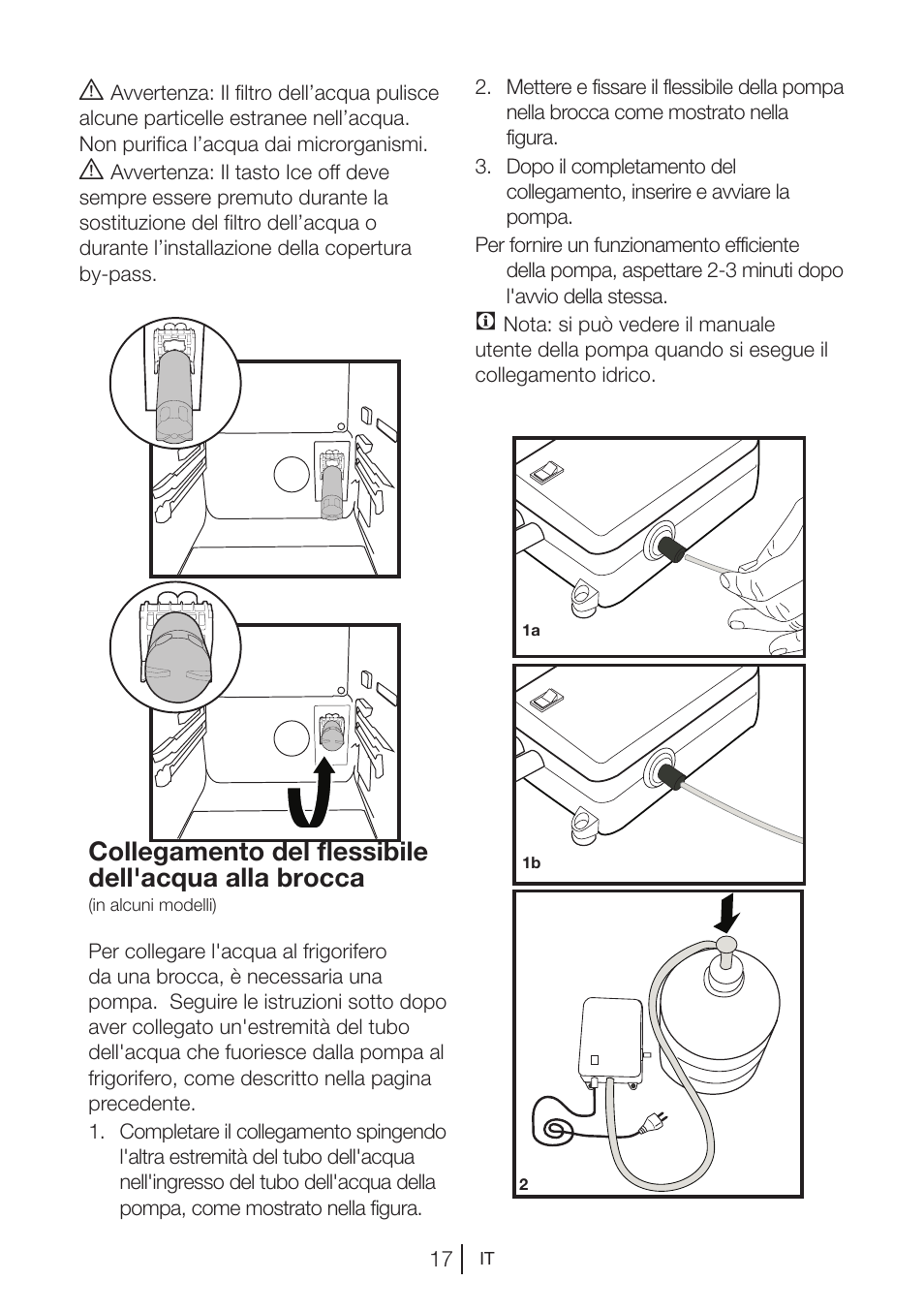 Collegamento del flessibile dell'acqua alla brocca | Blomberg KWD 9440 X A+ User Manual | Page 126 / 601