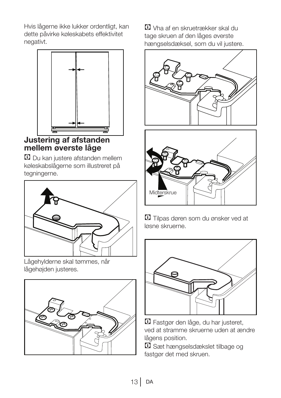 Justering af afstanden mellem øverste låge c | Blomberg KWD 9440 X A+ User Manual | Page 157 / 601