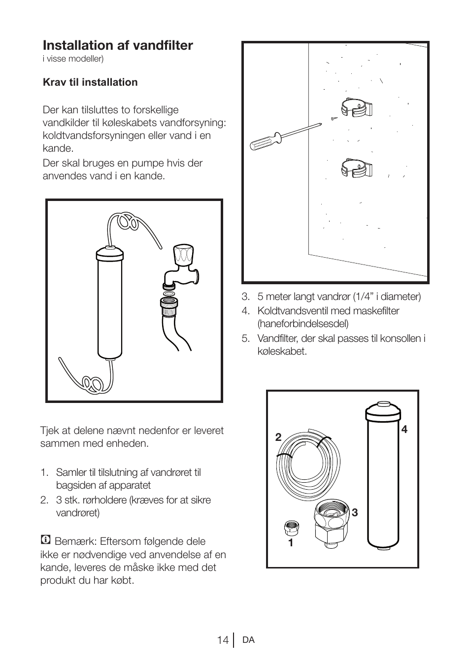 Installation af vandfilter | Blomberg KWD 9440 X A+ User Manual | Page 158 / 601