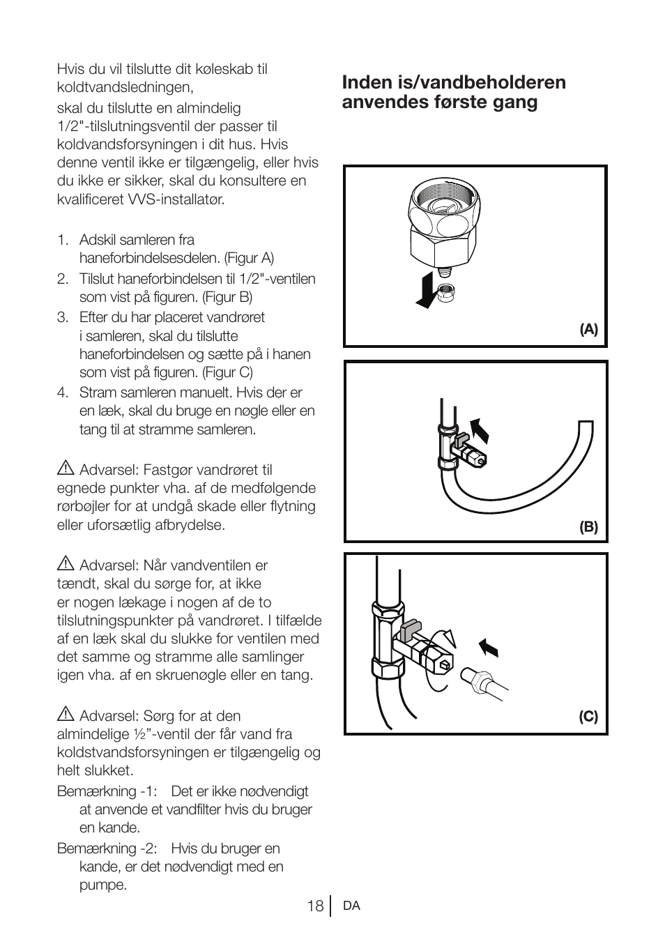 Inden is/vandbeholderen anvendes første gang | Blomberg KWD 9440 X A+ User Manual | Page 162 / 601