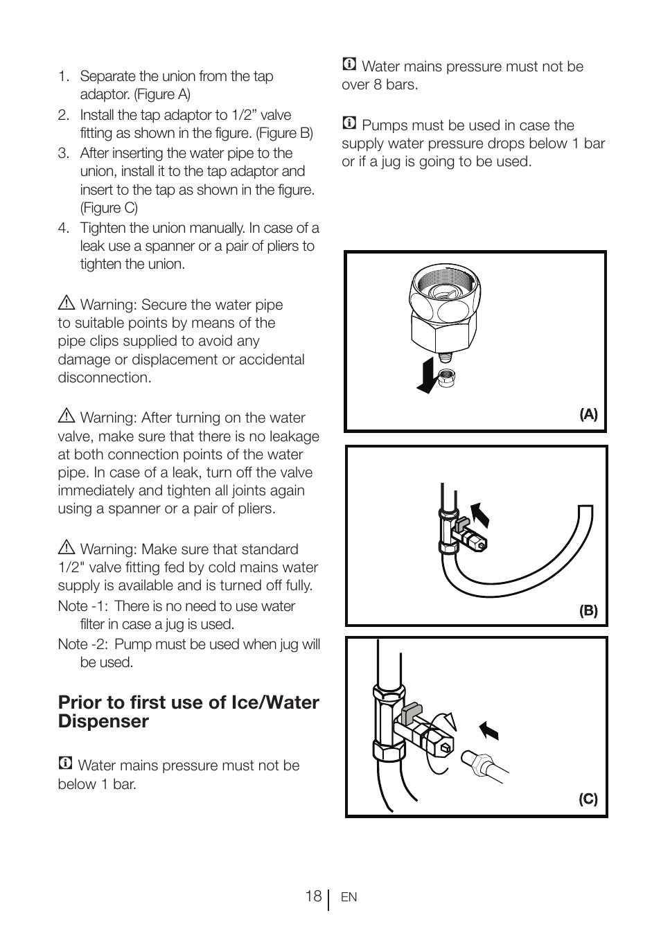 Prior to first use of ice/water dispenser | Blomberg KWD 9440 X A+ User Manual | Page 19 / 601