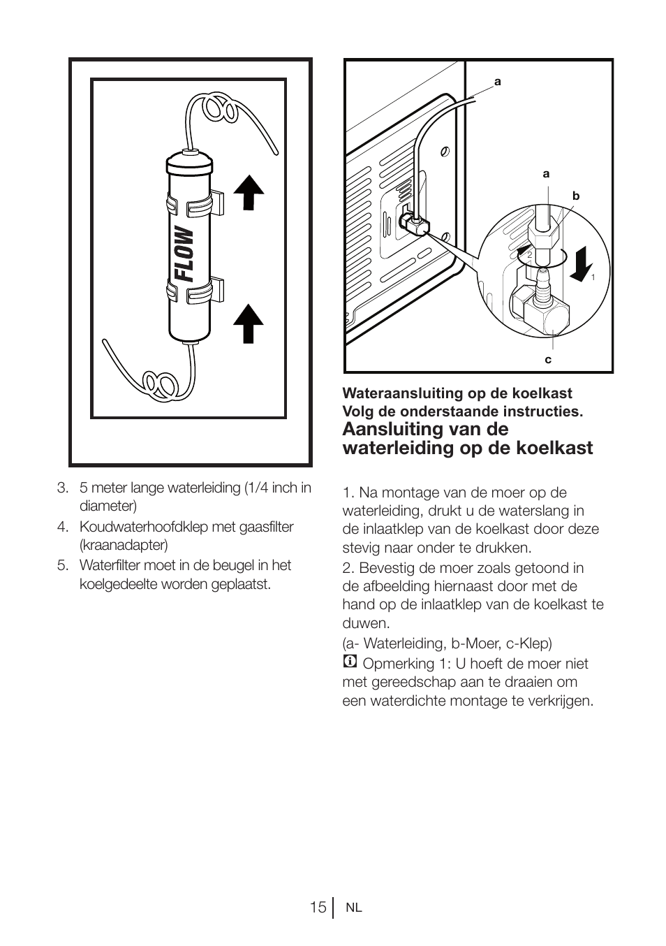 Aansluiting van de waterleiding op de koelkast | Blomberg KWD 9440 X A+ User Manual | Page 194 / 601