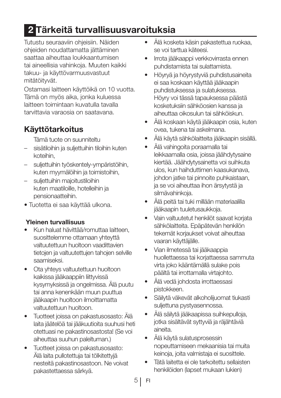 2tärkeitä turvallisuusvaroituksia, Käyttötarkoitus | Blomberg KWD 9440 X A+ User Manual | Page 289 / 601