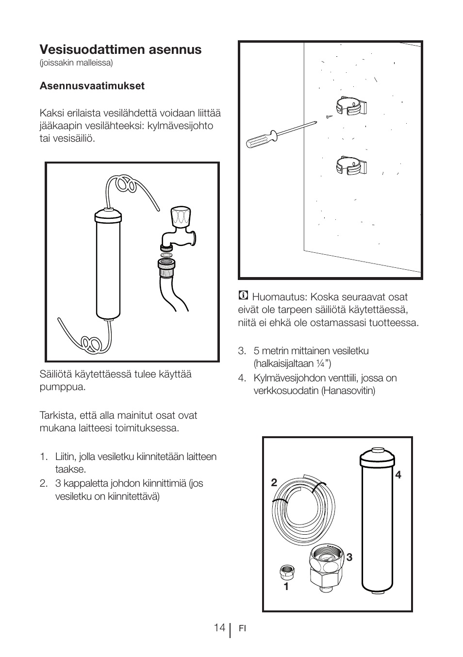 Vesisuodattimen asennus | Blomberg KWD 9440 X A+ User Manual | Page 298 / 601
