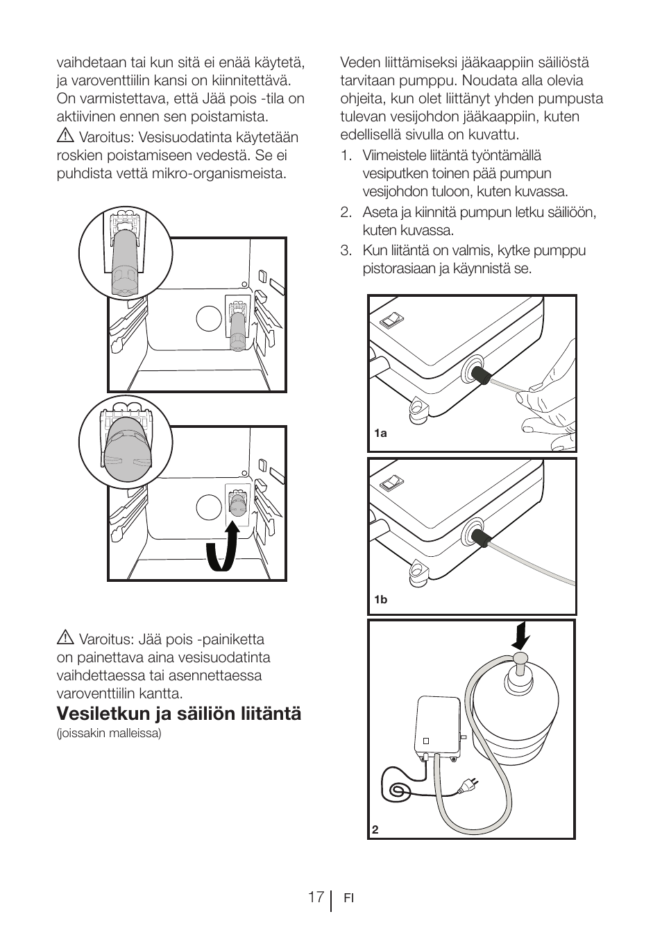 Vesiletkun ja säiliön liitäntä | Blomberg KWD 9440 X A+ User Manual | Page 301 / 601