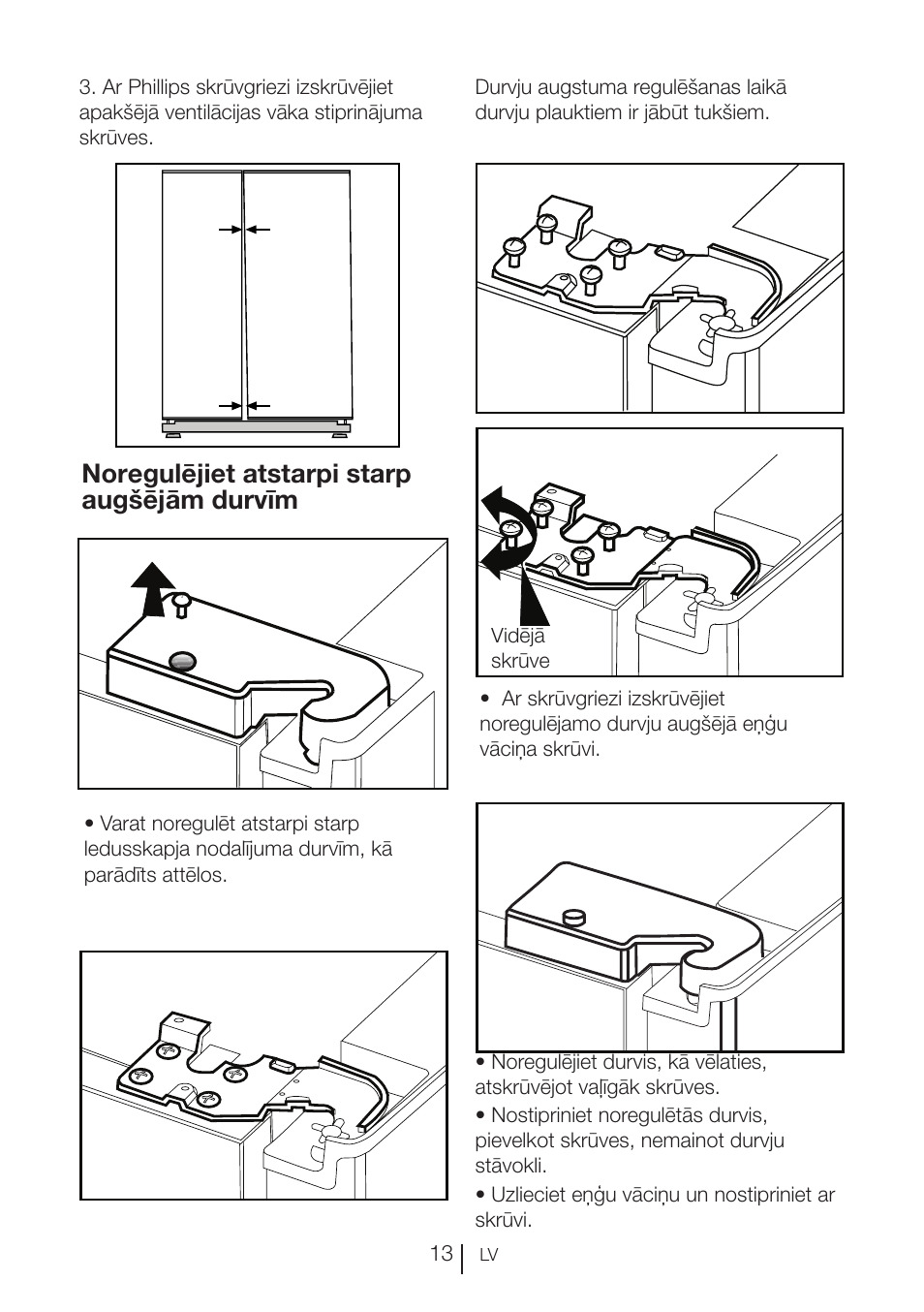 Noregulējiet atstarpi starp augšējām durvīm | Blomberg KWD 9440 X A+ User Manual | Page 400 / 601