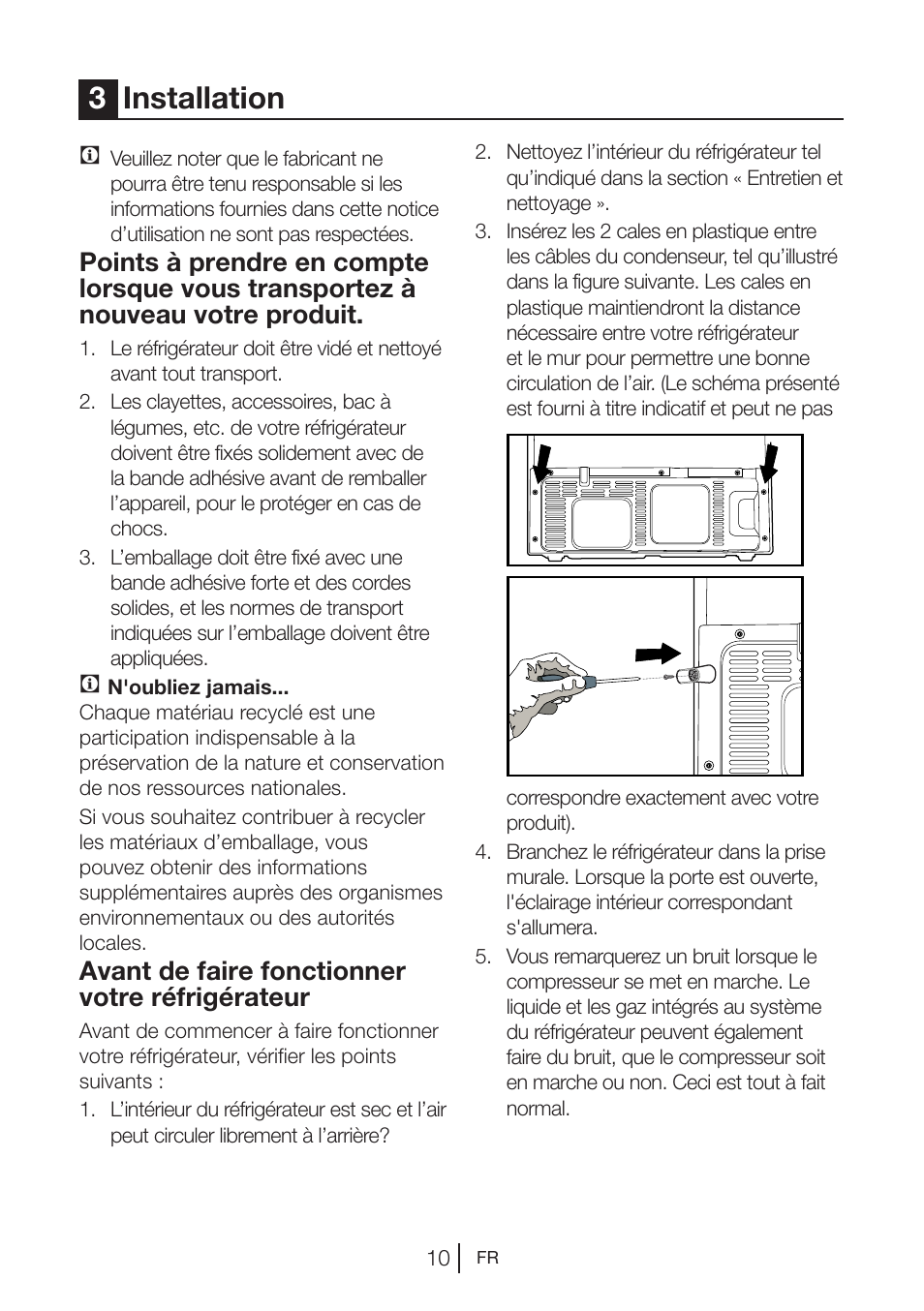 3installation, Avant de faire fonctionner votre réfrigérateur | Blomberg KWD 9440 X A+ User Manual | Page 46 / 601