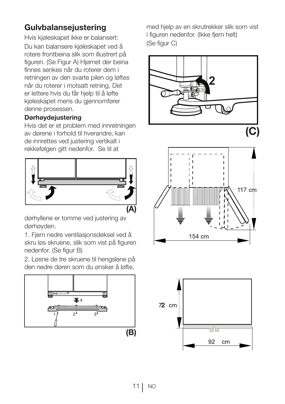 Gulvbalansejustering, A) (b) | Blomberg KWD 9440 X A+ User Manual | Page 469 / 601