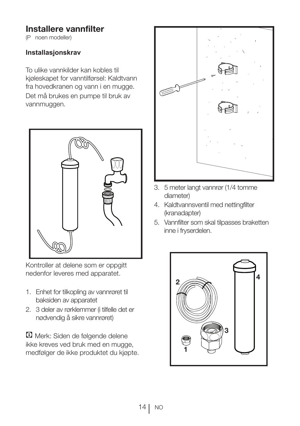 Installere vannfilter | Blomberg KWD 9440 X A+ User Manual | Page 472 / 601