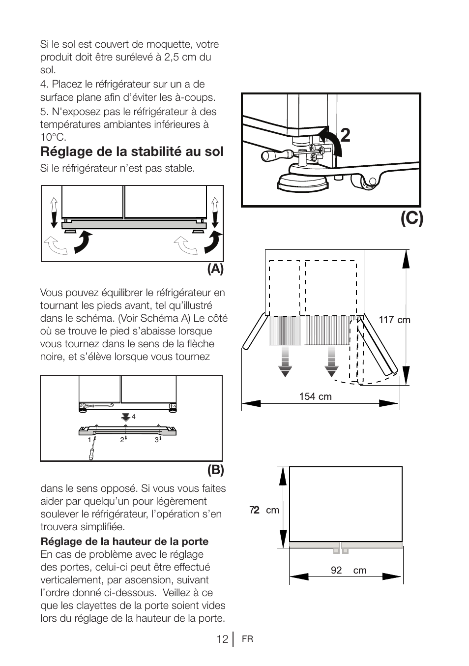 Réglage de la stabilité au sol, A) (b) | Blomberg KWD 9440 X A+ User Manual | Page 48 / 601