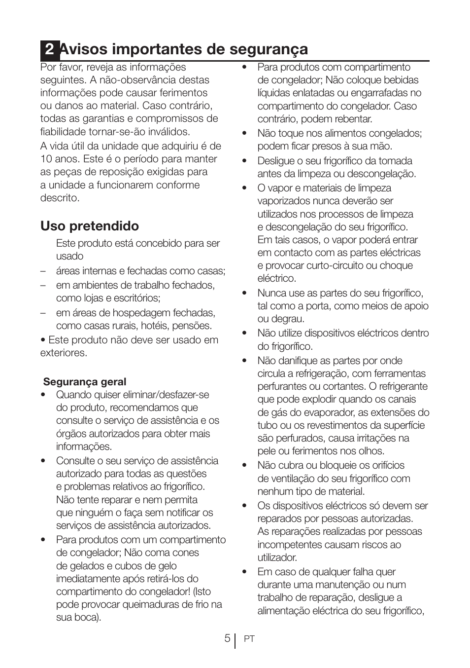 2avisos importantes de segurança, Uso pretendido | Blomberg KWD 9440 X A+ User Manual | Page 498 / 601