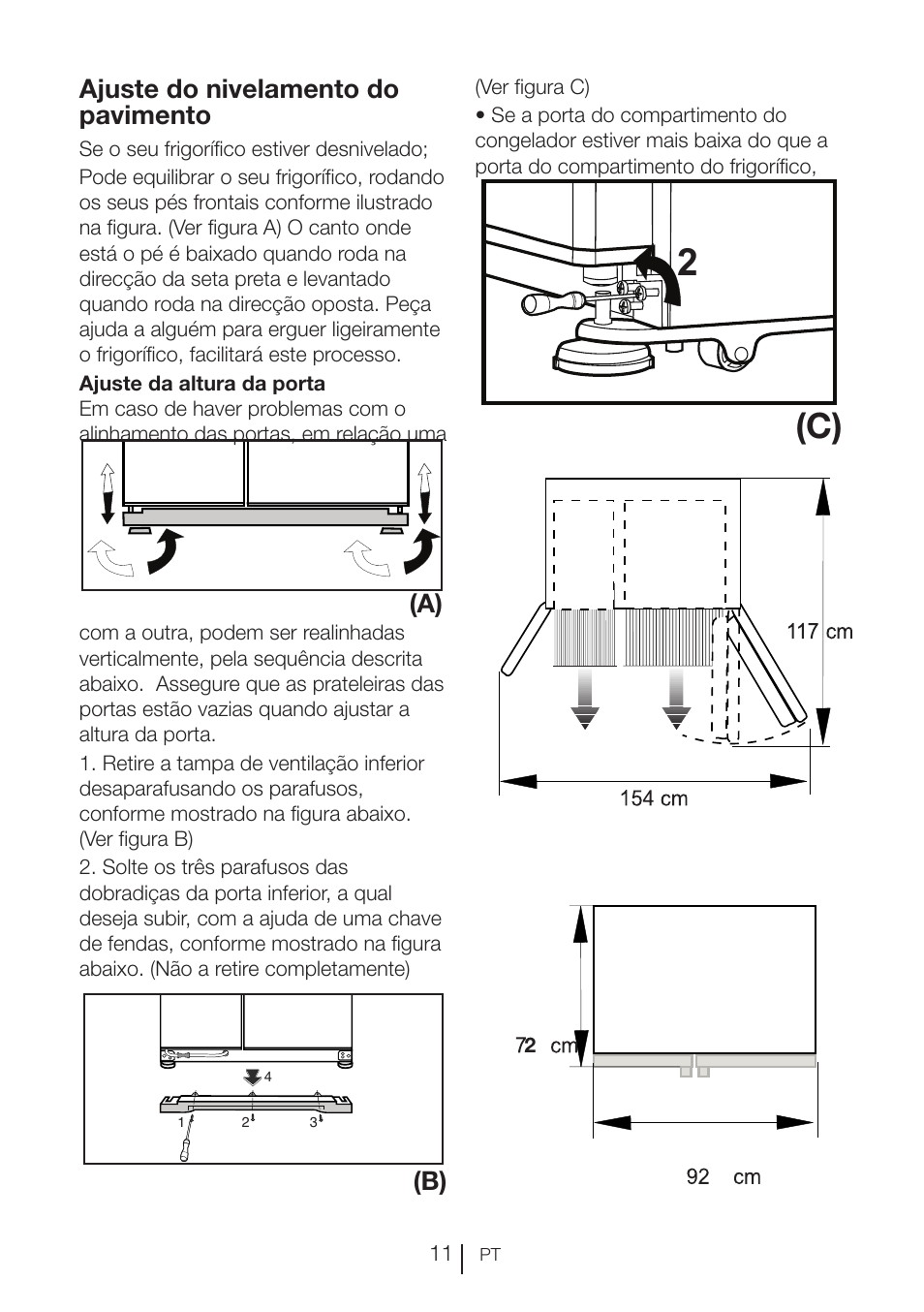 Ajuste do nivelamento do pavimento, A) (b) | Blomberg KWD 9440 X A+ User Manual | Page 504 / 601