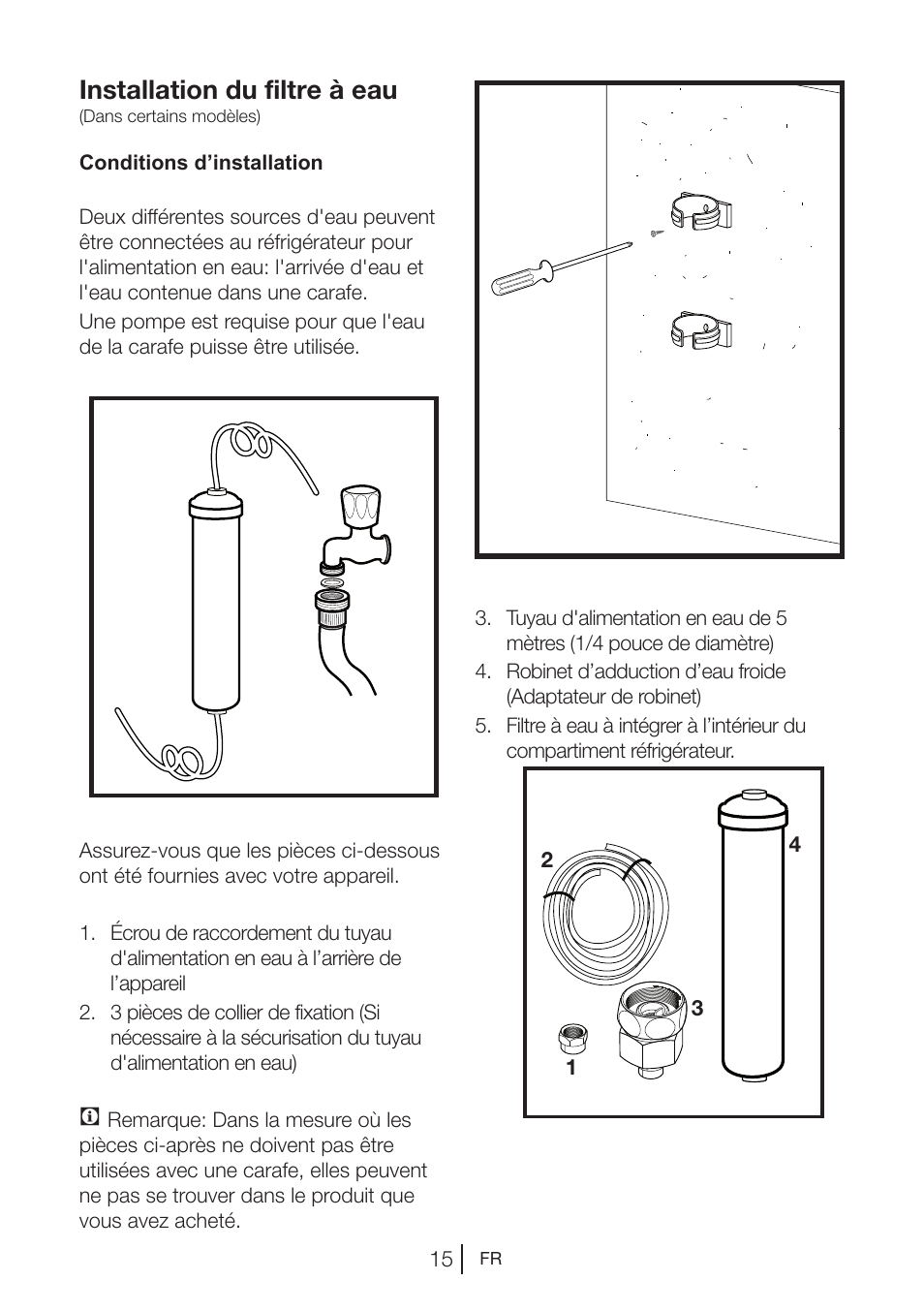 Installation du filtre à eau | Blomberg KWD 9440 X A+ User Manual | Page 51 / 601