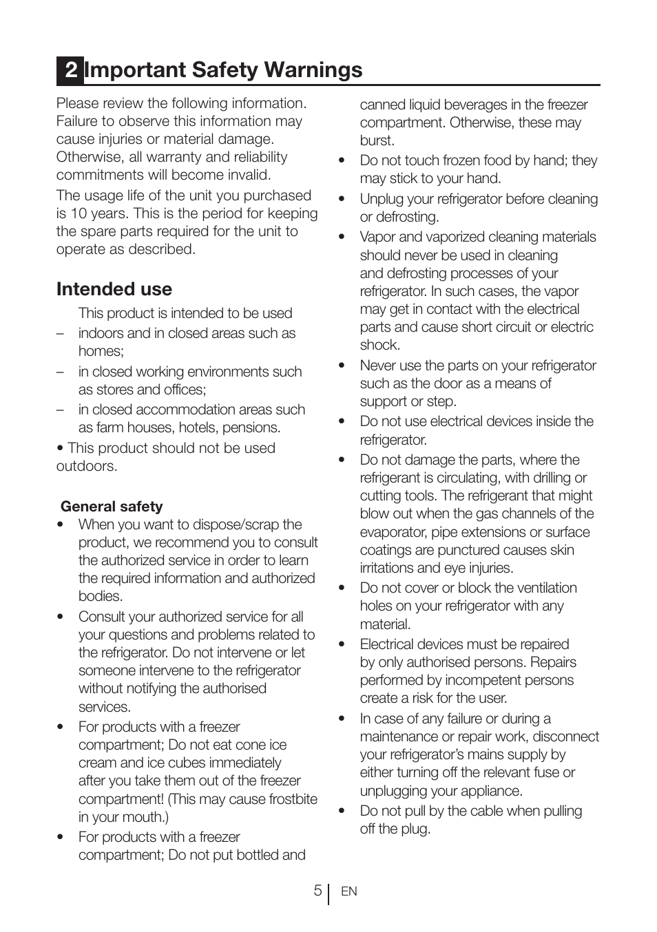 2important safety warnings, Intended use | Blomberg KWD 9440 X A+ User Manual | Page 6 / 601