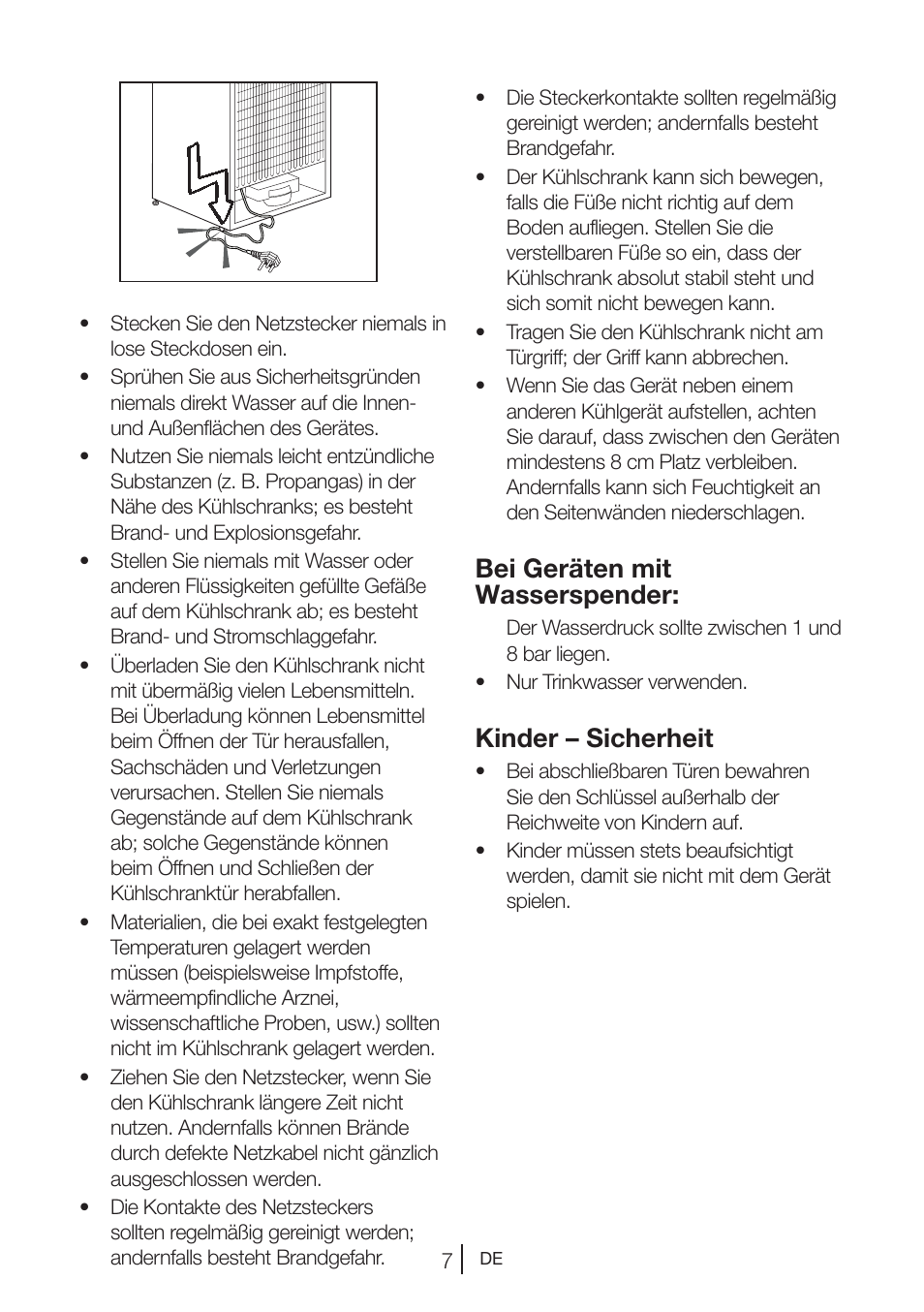 Bei geräten mit wasserspender, Kinder – sicherheit | Blomberg KWD 9440 X A+ User Manual | Page 81 / 601