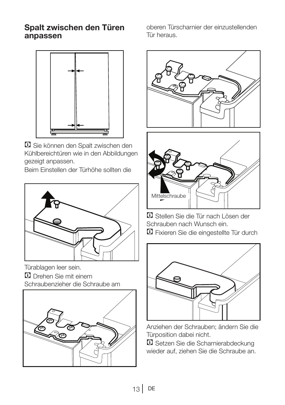 Spalt zwischen den türen anpassen c | Blomberg KWD 9440 X A+ User Manual | Page 87 / 601