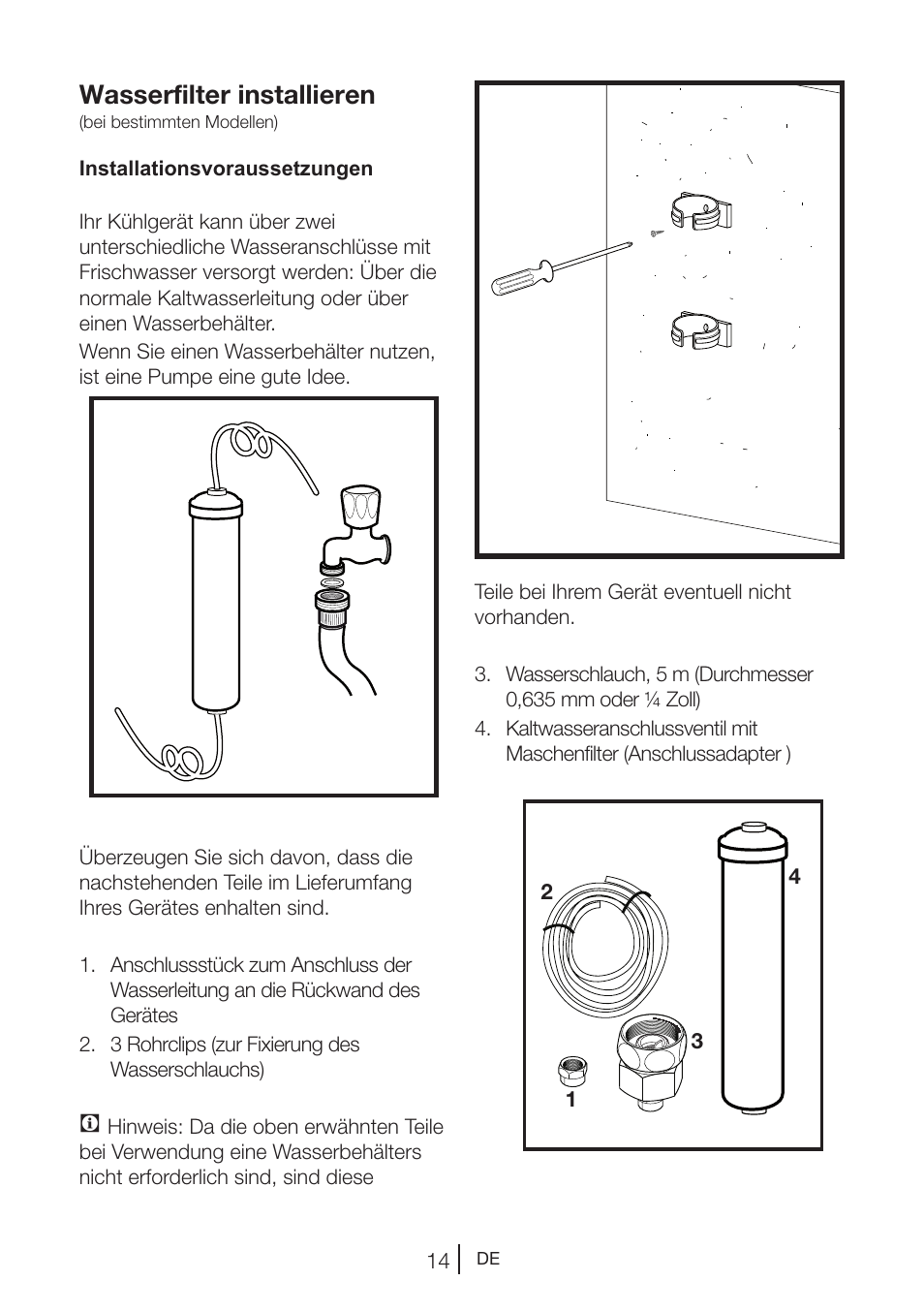Wasserfilter installieren | Blomberg KWD 9440 X A+ User Manual | Page 88 / 601