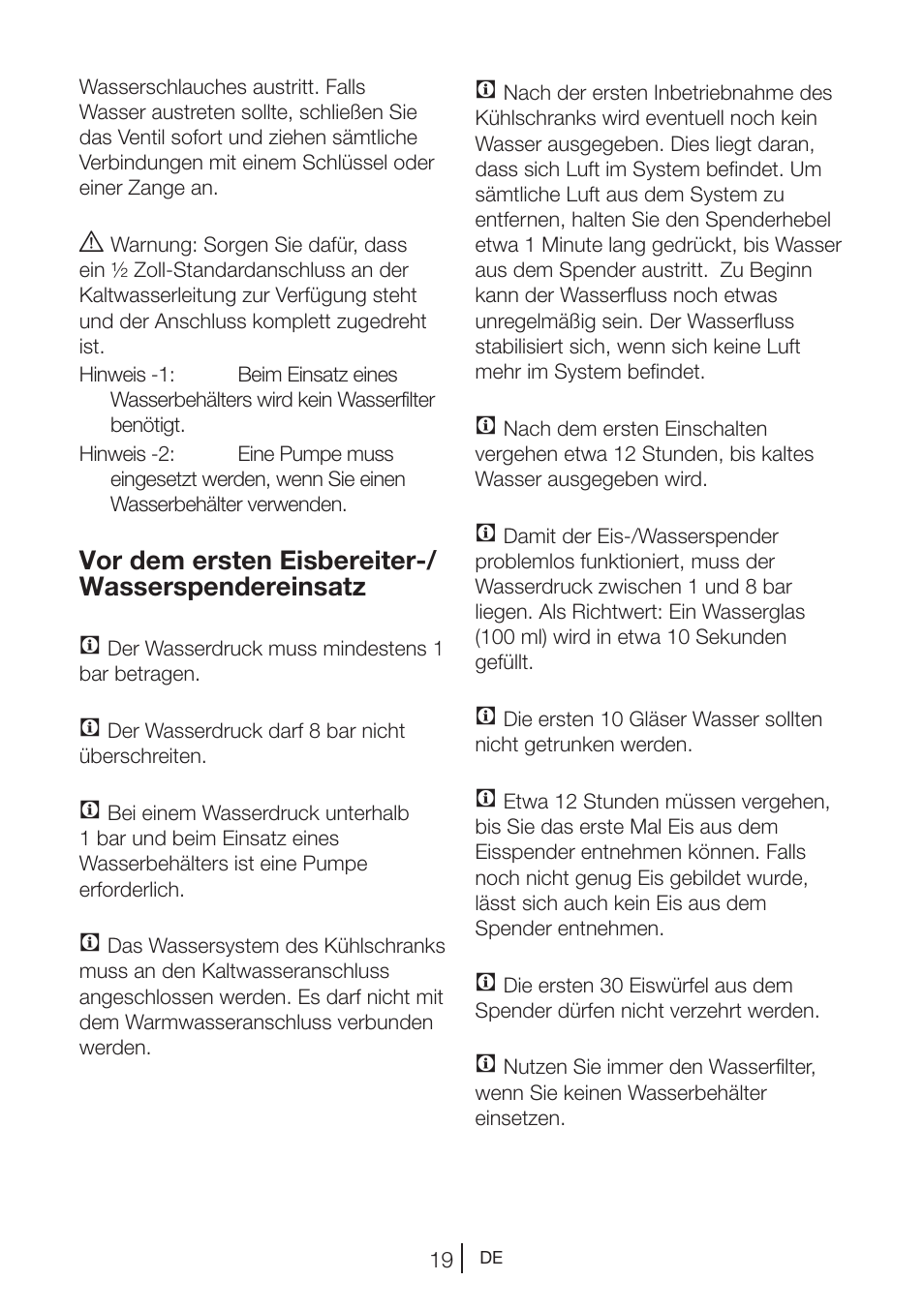 Vor dem ersten eisbereiter-/ wasserspendereinsatz | Blomberg KWD 9440 X A+ User Manual | Page 93 / 601