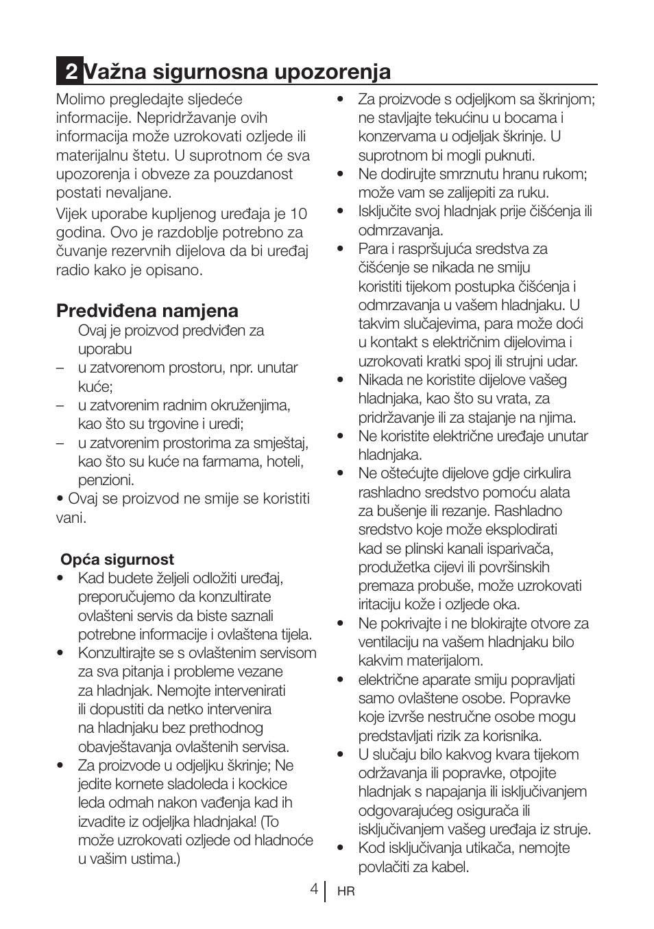 2važna sigurnosna upozorenja, Predviđena namjena | Blomberg KQD 1250 X A++ User Manual | Page 142 / 358