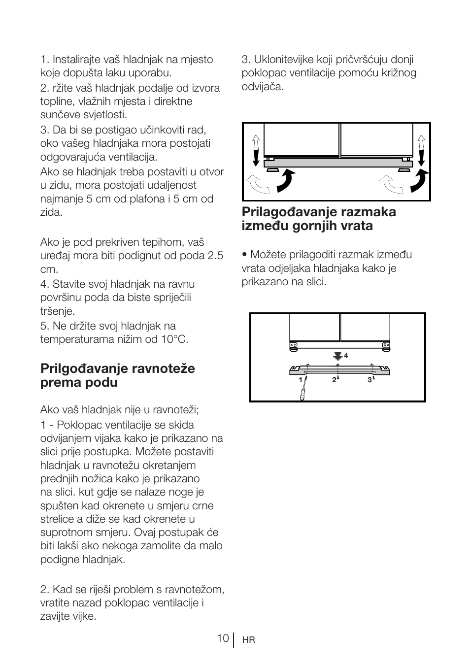 Prilagođavanje razmaka između gornjih vrata | Blomberg KQD 1250 X A++ User Manual | Page 148 / 358