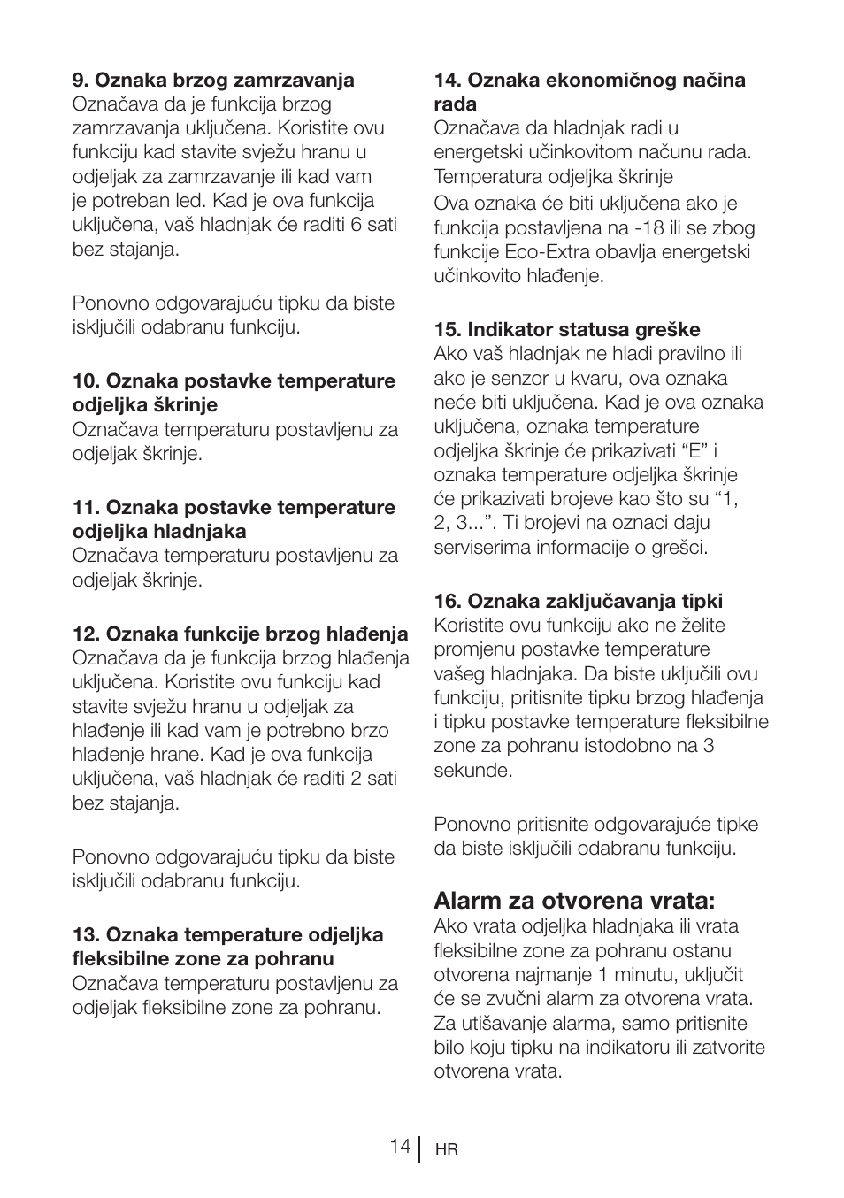 Alarm za otvorena vrata | Blomberg KQD 1250 X A++ User Manual | Page 152 / 358