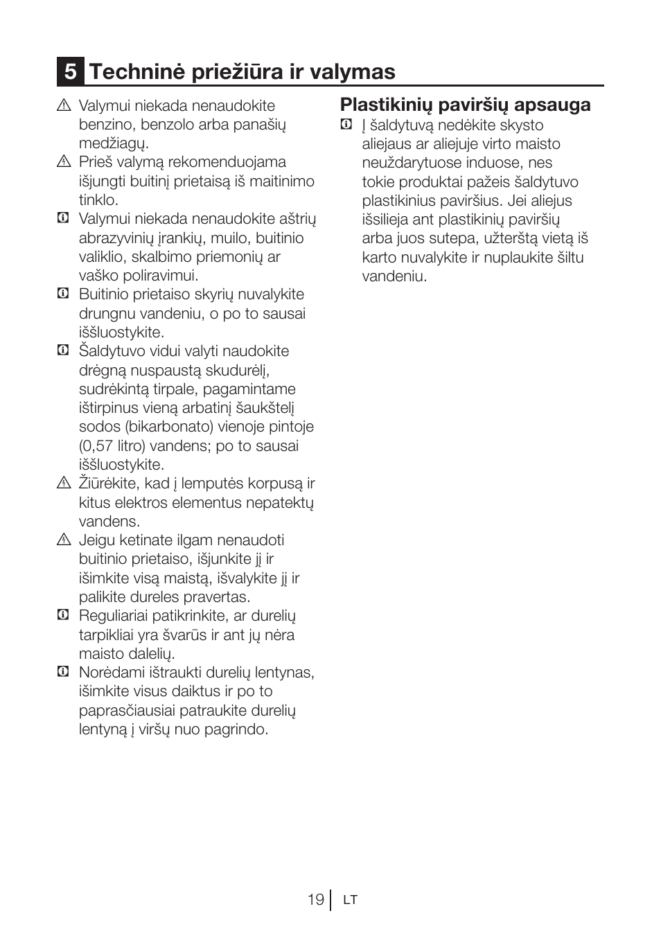 5techninė priežiūra ir valymas, Plastikinių paviršių apsauga | Blomberg KQD 1250 X A++ User Manual | Page 199 / 358