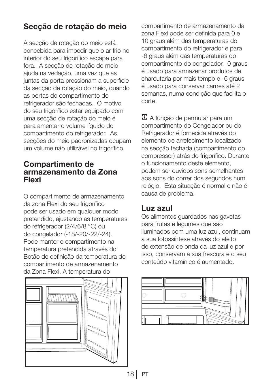 Secção de rotação do meio, Compartimento de armazenamento da zona flexi, Luz azul | Blomberg KQD 1250 X A++ User Manual | Page 220 / 358