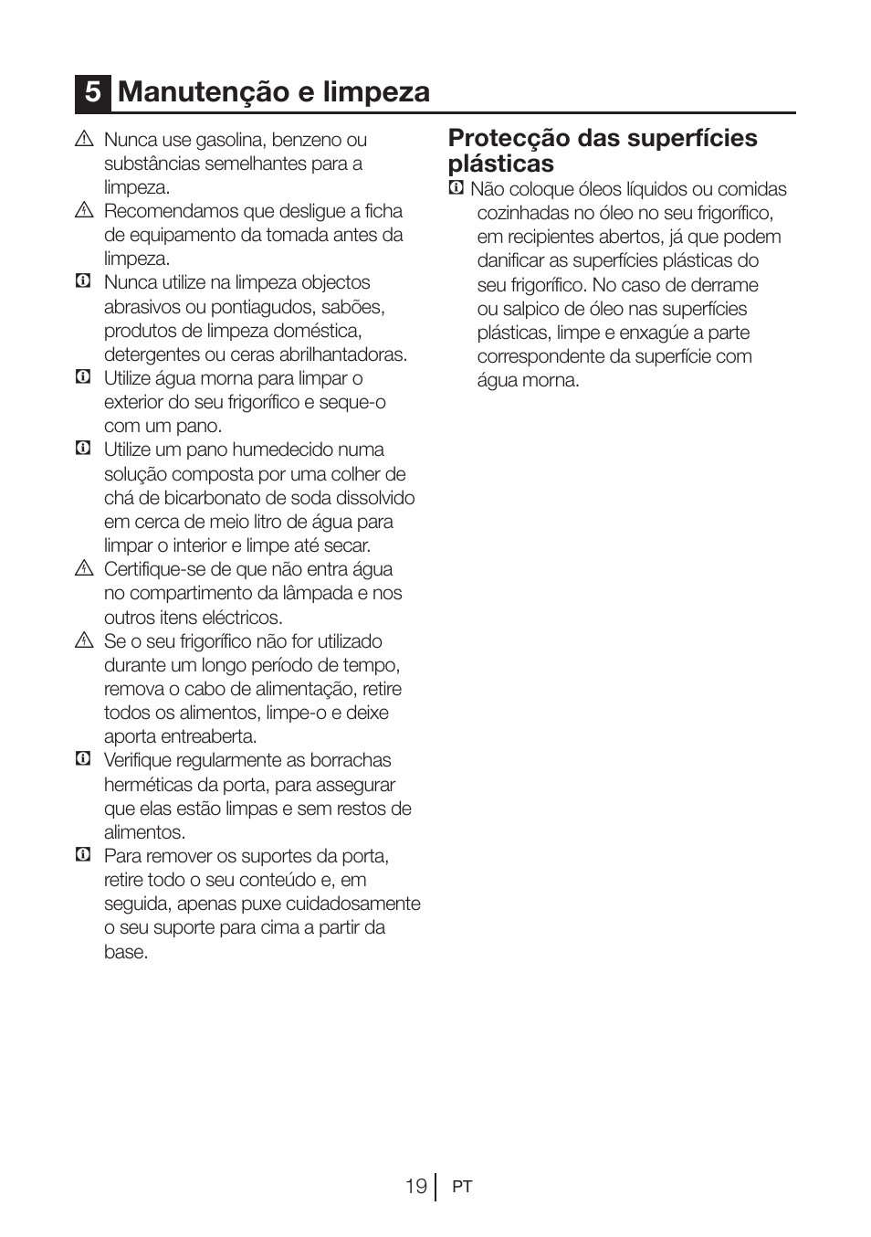 5manutenção e limpeza, Protecção das superfícies plásticas | Blomberg KQD 1250 X A++ User Manual | Page 221 / 358
