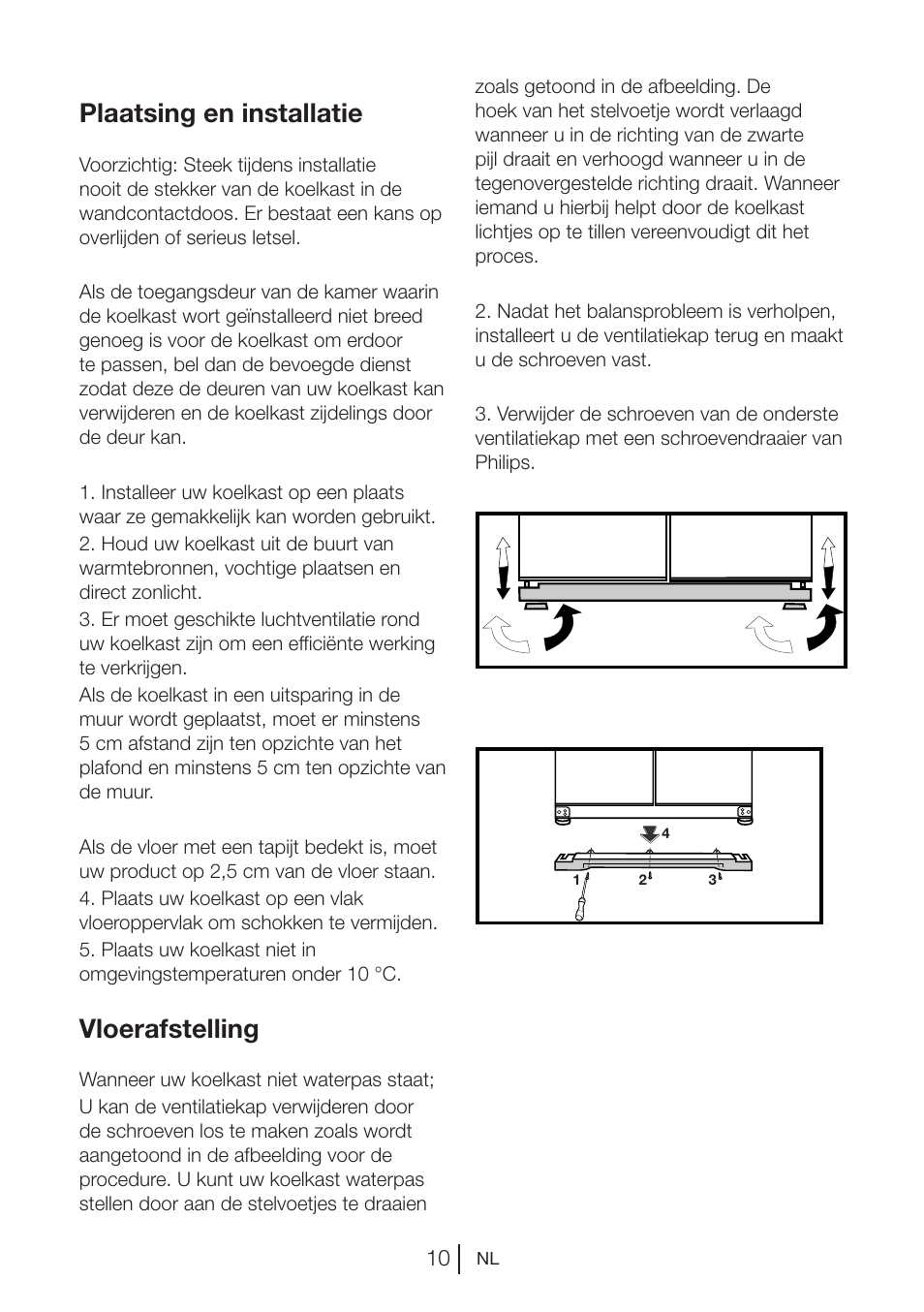 Plaatsing en installatie, Vloerafstelling | Blomberg KQD 1250 X A++ User Manual | Page 235 / 358