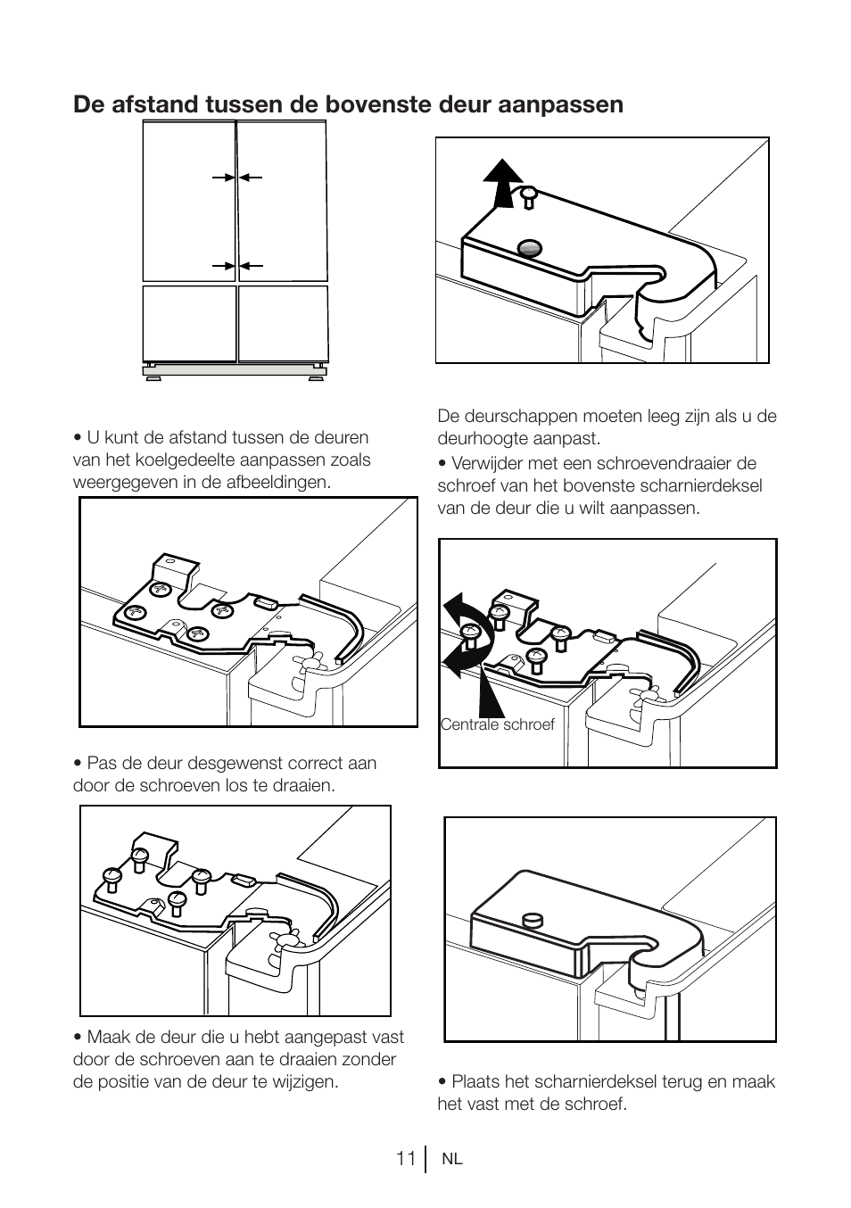 De afstand tussen de bovenste deur aanpassen | Blomberg KQD 1250 X A++ User Manual | Page 236 / 358