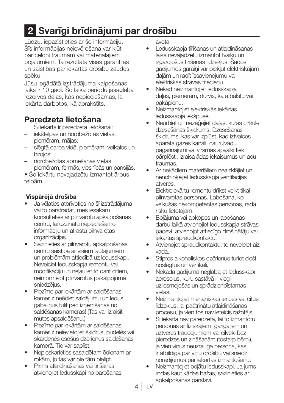 2svarīgi brīdinājumi par drošību, Paredzētā lietošana | Blomberg KQD 1250 X A++ User Manual | Page 251 / 358