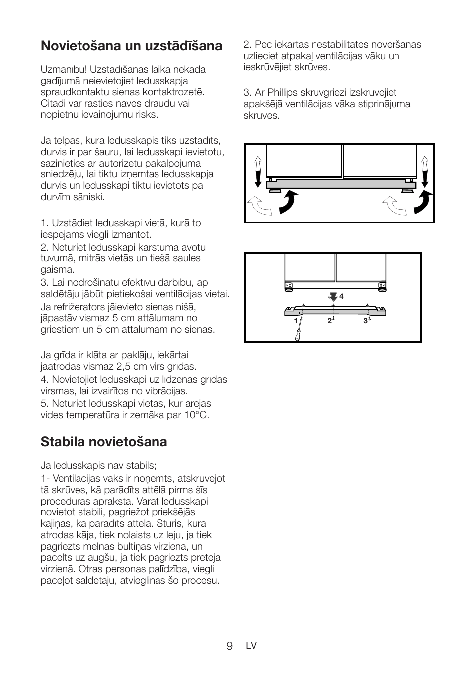 Novietošana un uzstādīšana, Stabila novietošana | Blomberg KQD 1250 X A++ User Manual | Page 256 / 358