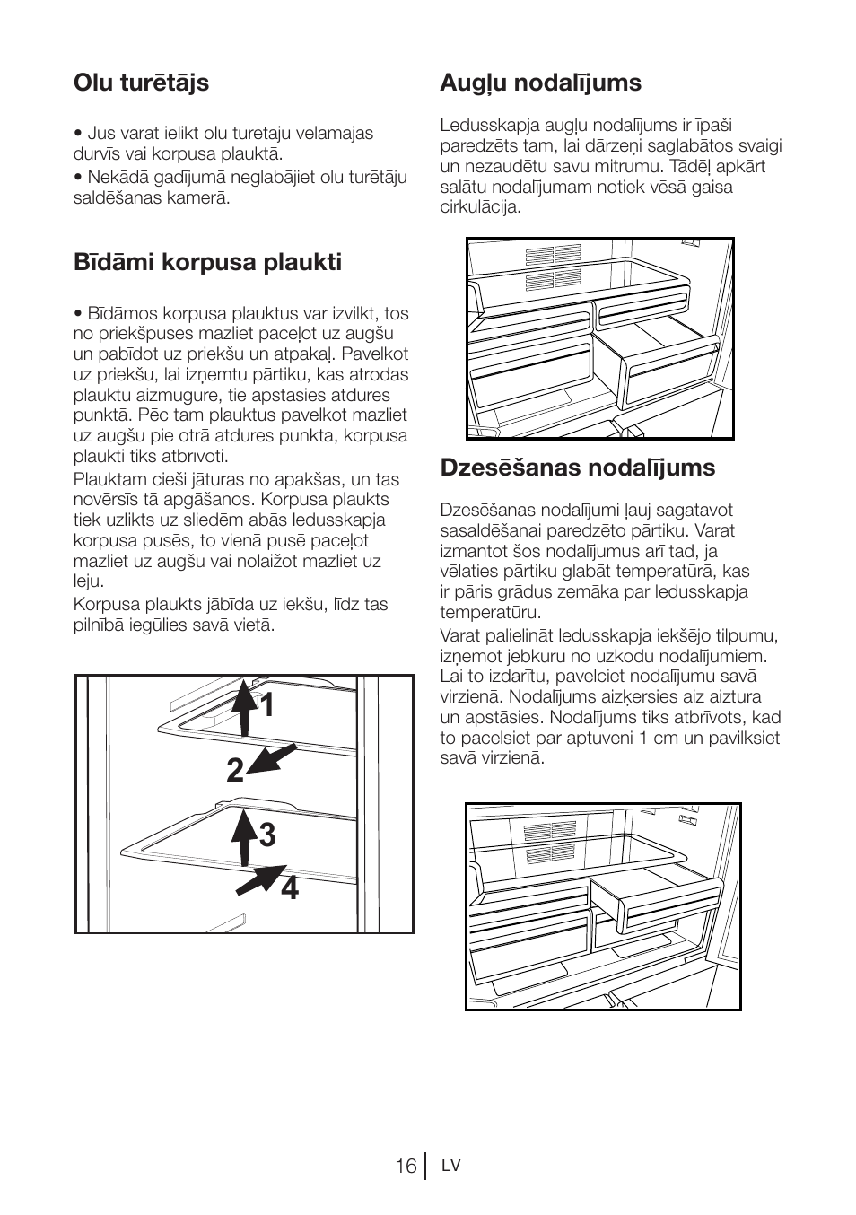 Olu turētājs, Bīdāmi korpusa plaukti, Augļu nodalījums | Dzesēšanas nodalījums | Blomberg KQD 1250 X A++ User Manual | Page 263 / 358