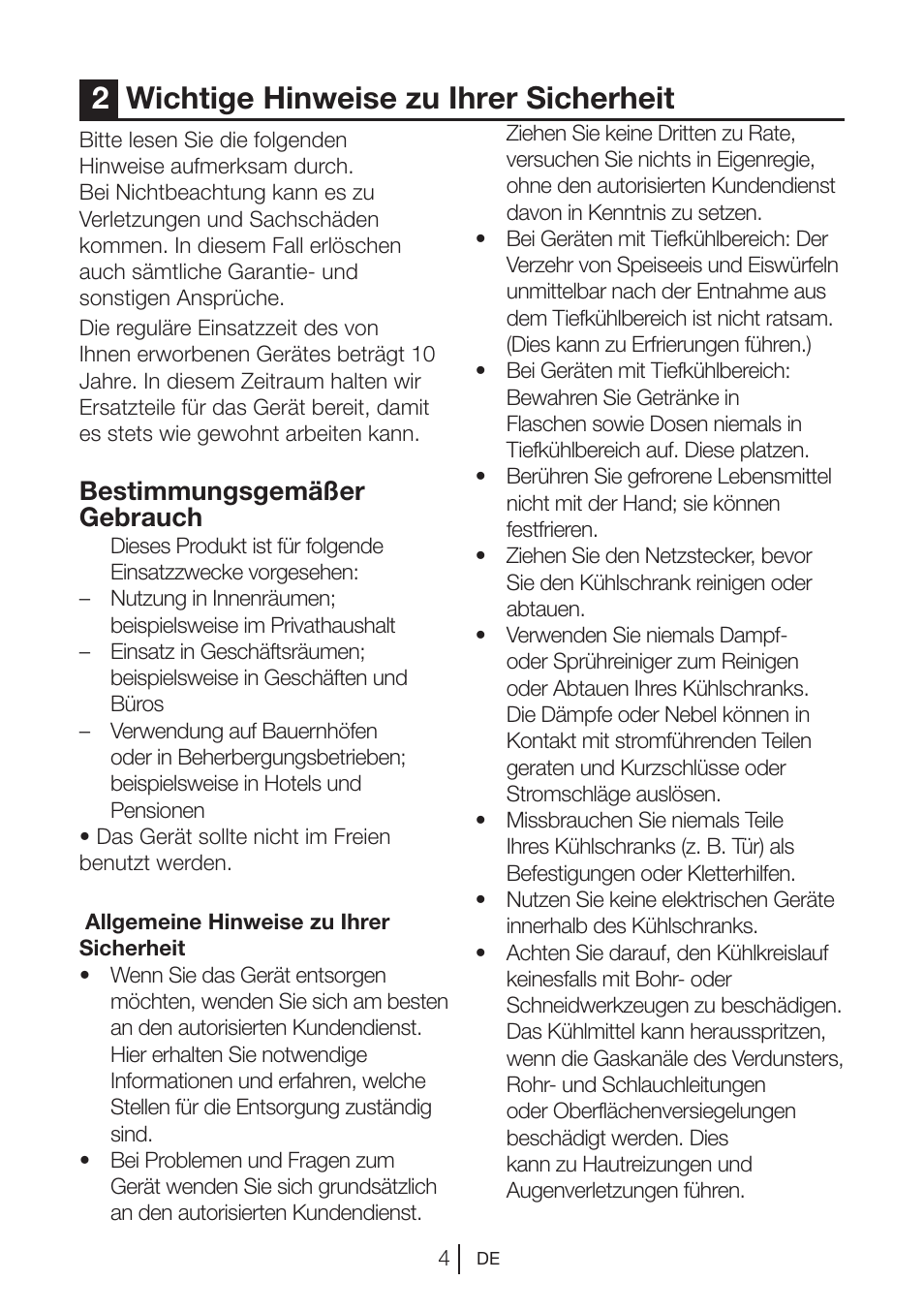 2wichtige hinweise zu ihrer sicherheit, Bestimmungsgemäßer gebrauch | Blomberg KQD 1250 X A++ User Manual | Page 27 / 358