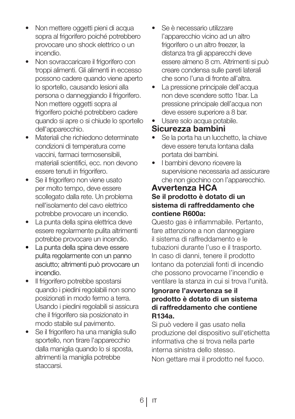 Sicurezza bambini, Avvertenza hca | Blomberg KQD 1250 X A++ User Manual | Page 274 / 358