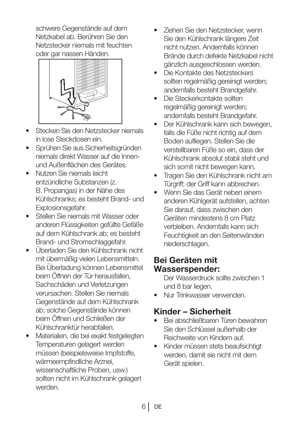 Bei geräten mit wasserspender, Kinder – sicherheit | Blomberg KQD 1250 X A++ User Manual | Page 29 / 358