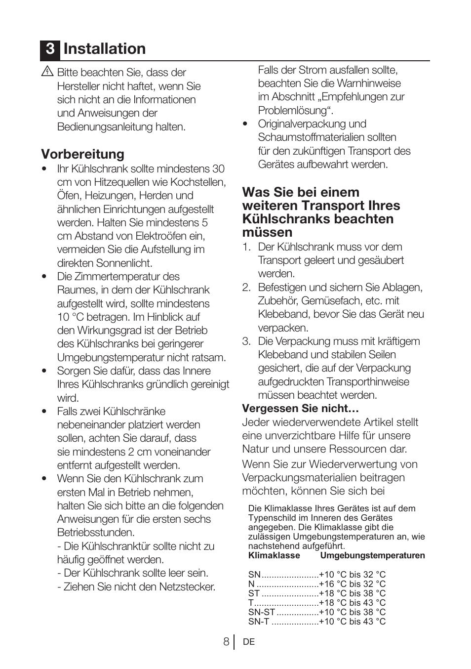 3installation, Vorbereitung | Blomberg KQD 1250 X A++ User Manual | Page 31 / 358