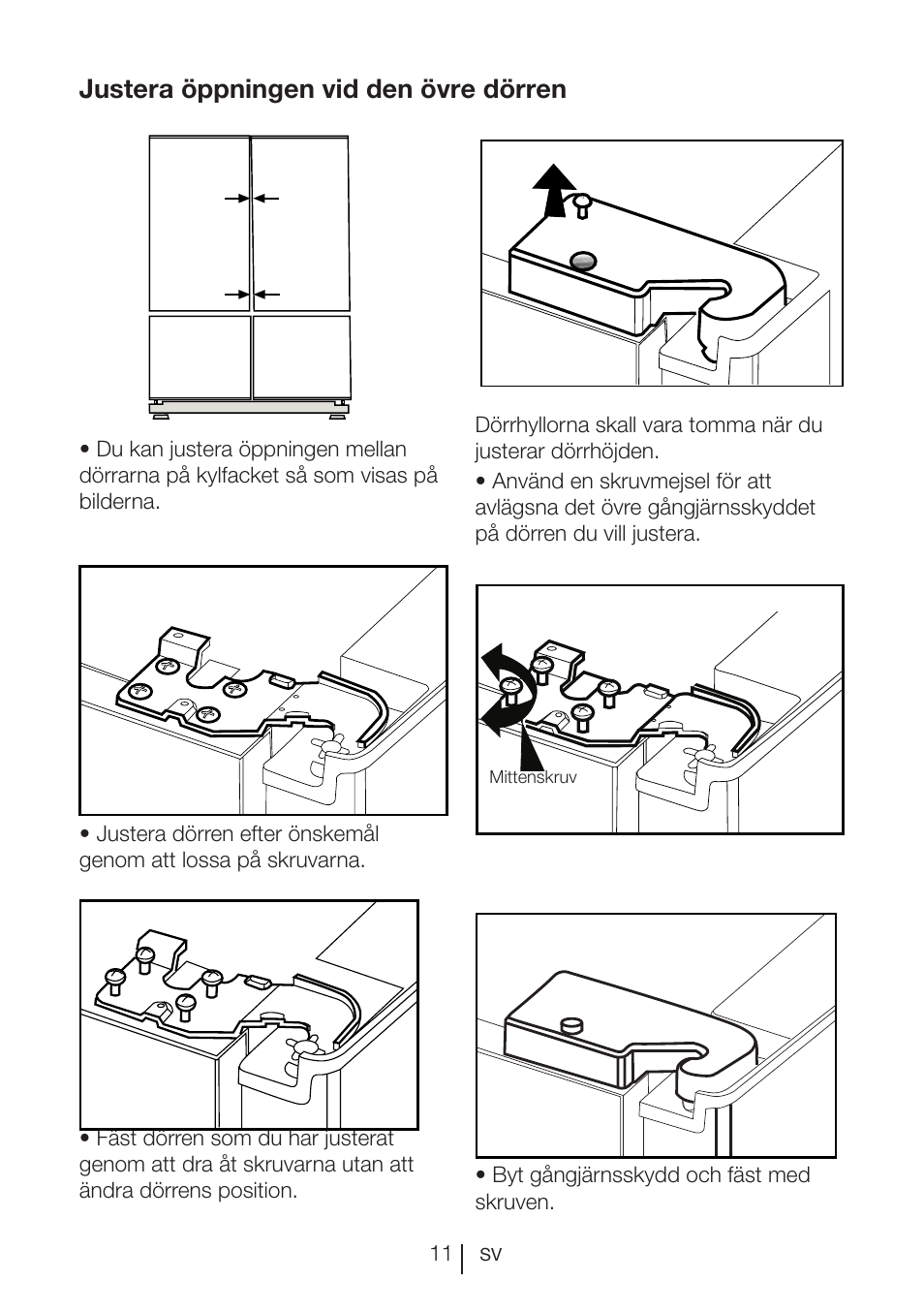 Justera öppningen vid den övre dörren | Blomberg KQD 1250 X A++ User Manual | Page 324 / 358
