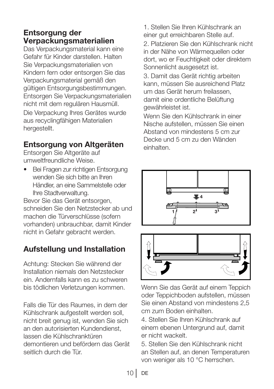 Entsorgung der verpackungsmaterialien, Entsorgung von altgeräten, Aufstellung und installation | Blomberg KQD 1250 X A++ User Manual | Page 33 / 358