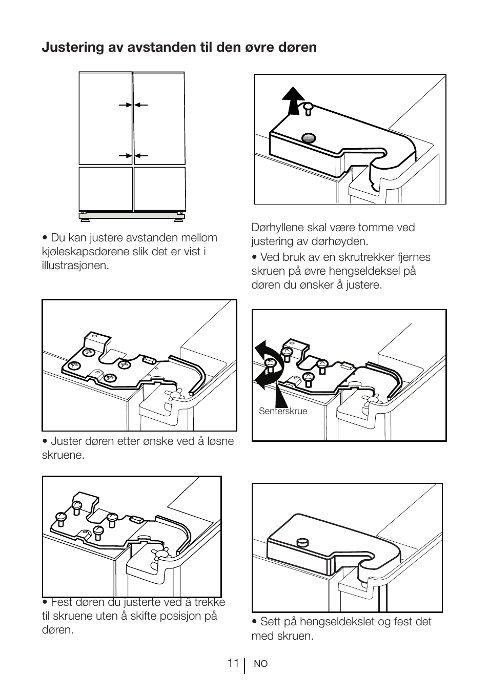 Justering av avstanden til den øvre døren | Blomberg KQD 1250 X A++ User Manual | Page 346 / 358