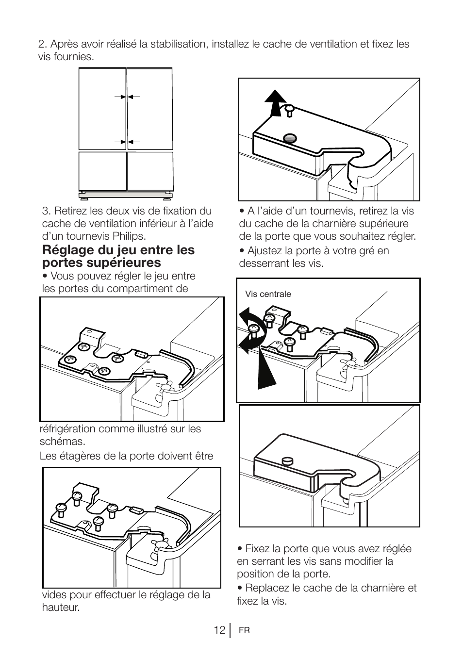 Réglage du jeu entre les portes supérieures | Blomberg KQD 1250 X A++ User Manual | Page 59 / 358