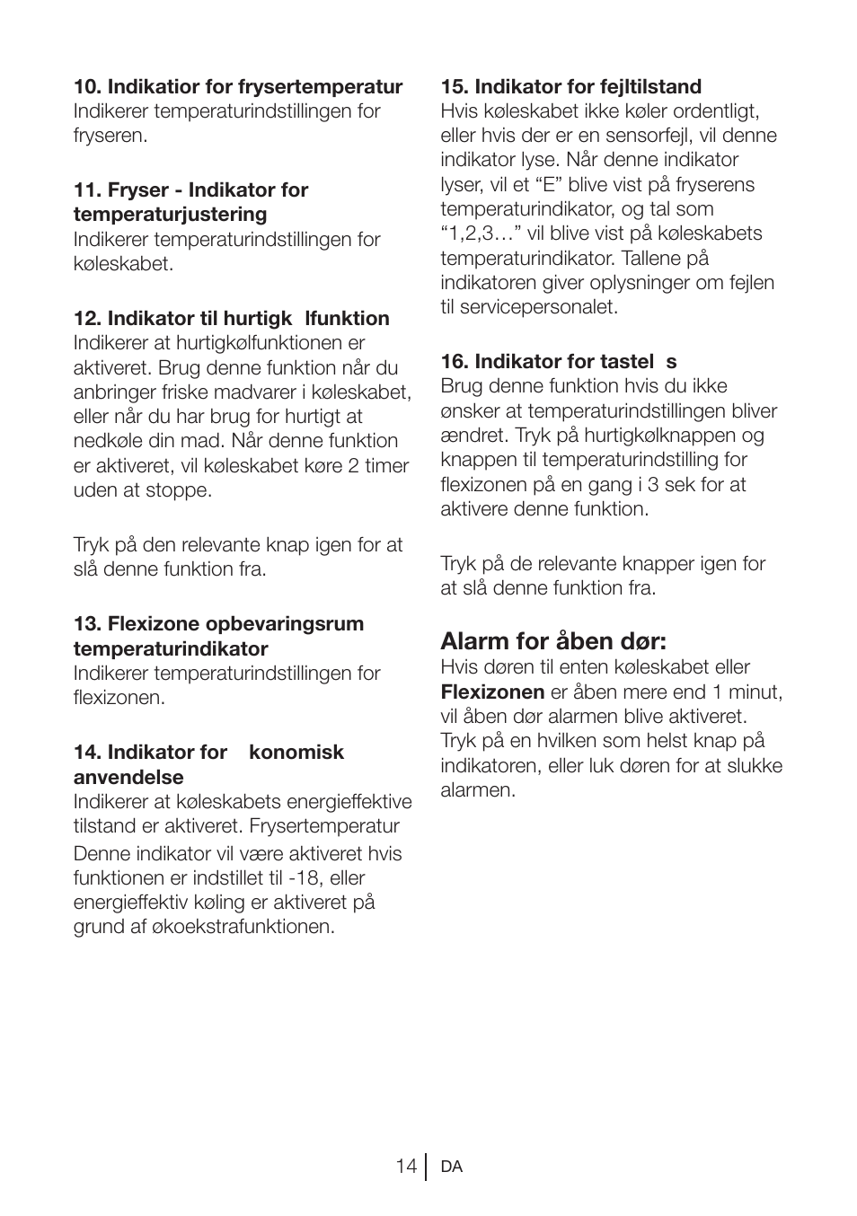 Alarm for åben dør | Blomberg KQD 1250 X A++ User Manual | Page 85 / 358