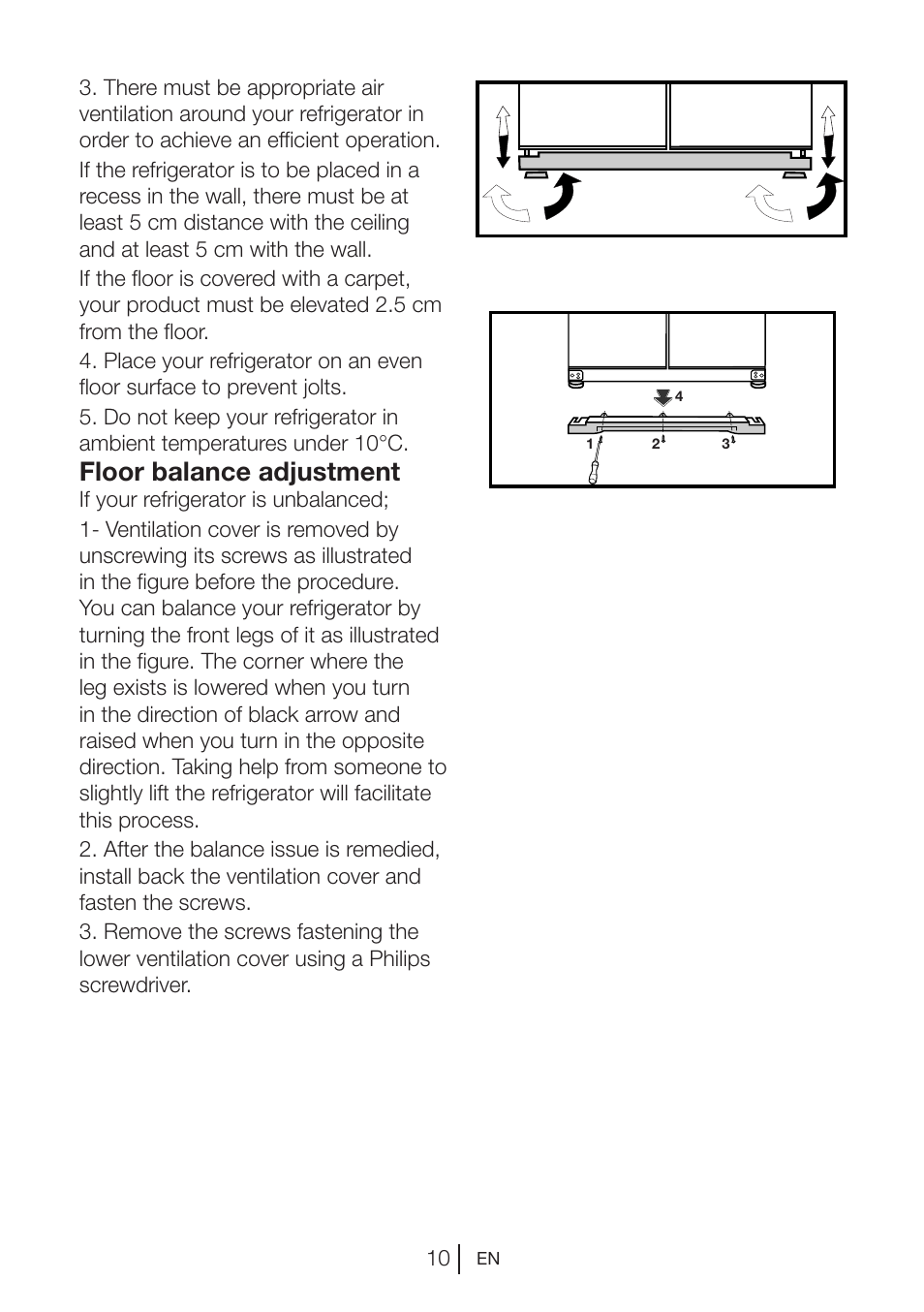 Floor balance adjustment | Blomberg KQE 1010 X User Manual | Page 11 / 84