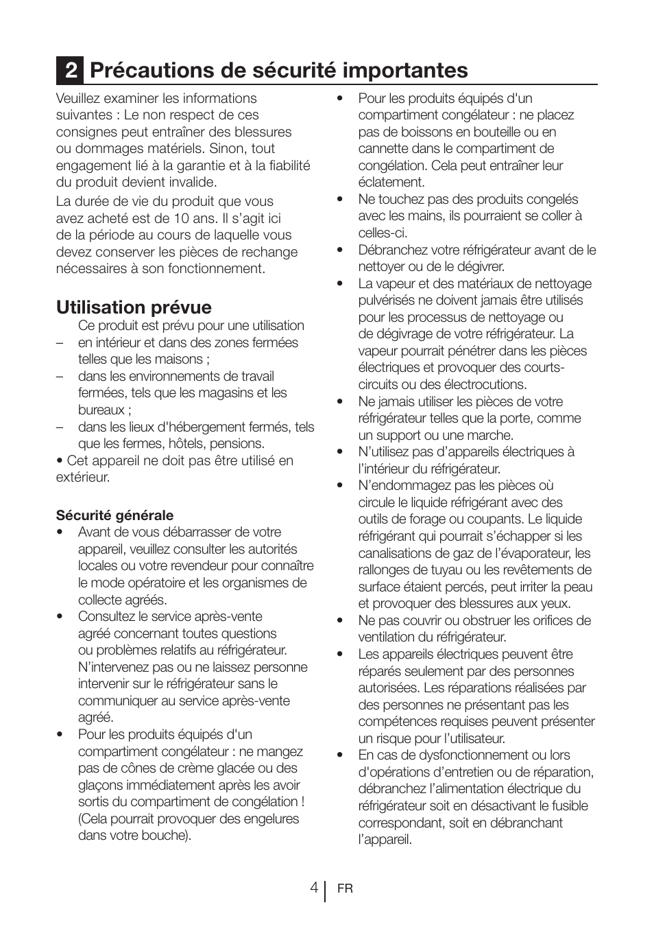 2précautions de sécurité importantes, Utilisation prévue | Blomberg KQE 1010 X User Manual | Page 25 / 84