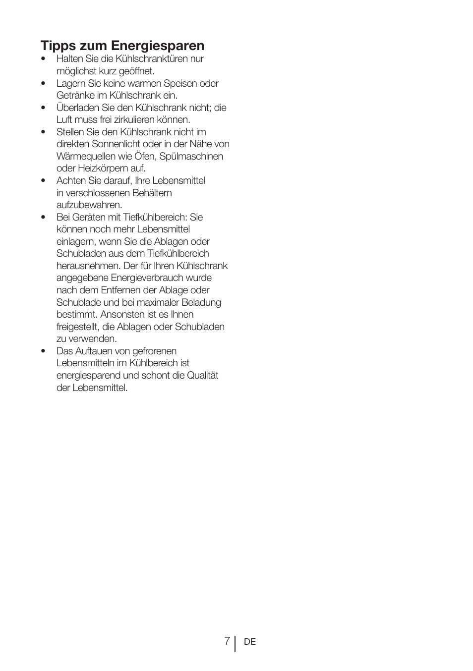 Tipps zum energiesparen | Blomberg KQE 1010 X User Manual | Page 49 / 84