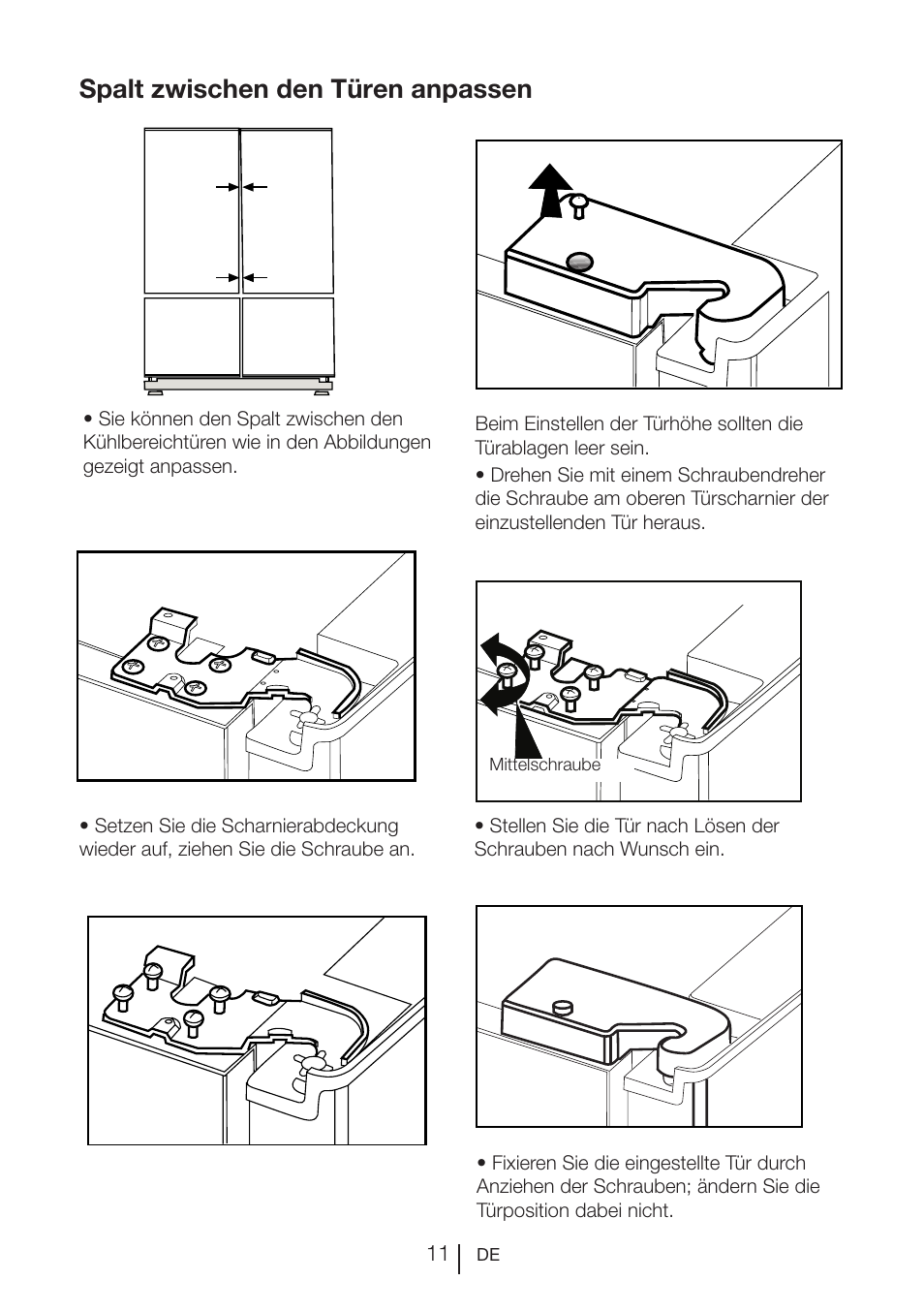 Spalt zwischen den türen anpassen | Blomberg KQE 1010 X User Manual | Page 53 / 84