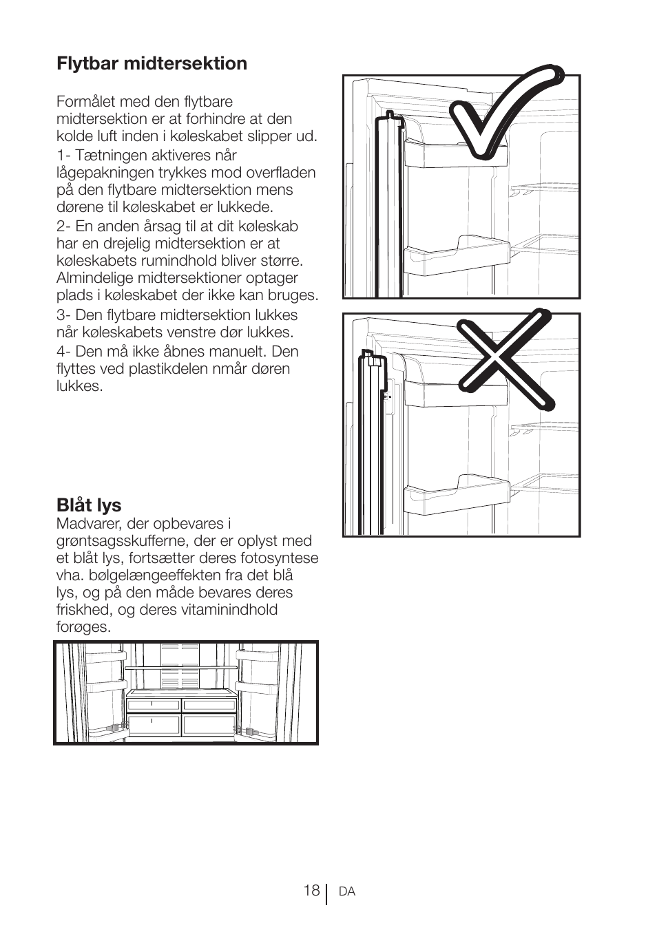 Flytbar midtersektion, Blåt lys | Blomberg KFD 9950 X A+ User Manual | Page 118 / 372