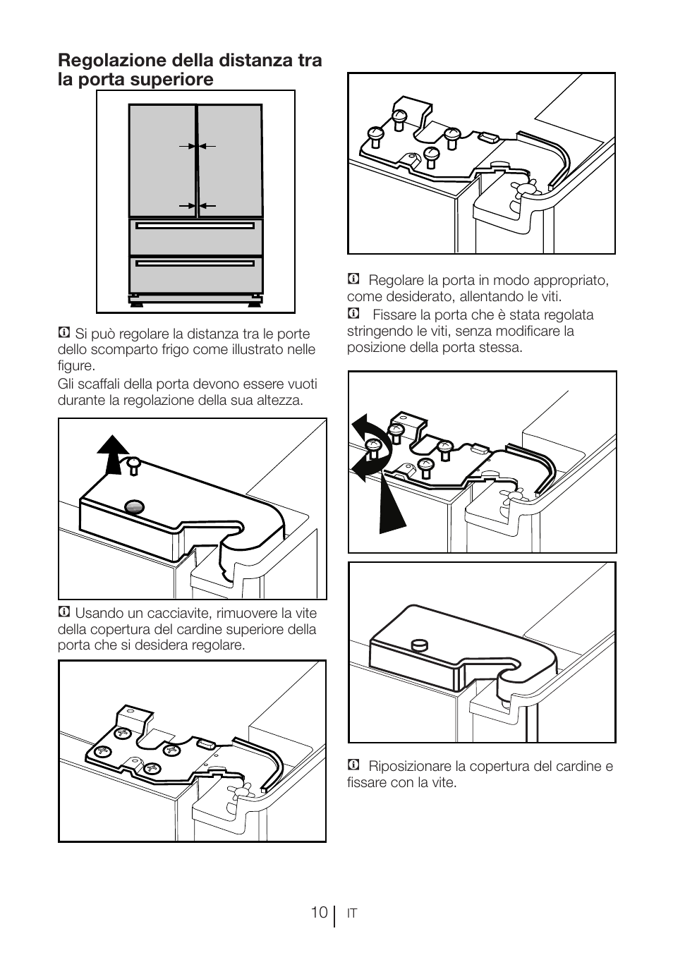 Regolazione della distanza tra la porta superiore | Blomberg KFD 9950 X A+ User Manual | Page 135 / 372