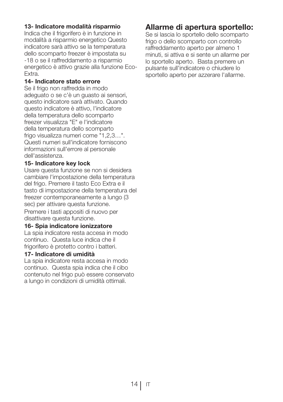 Allarme di apertura sportello | Blomberg KFD 9950 X A+ User Manual | Page 139 / 372